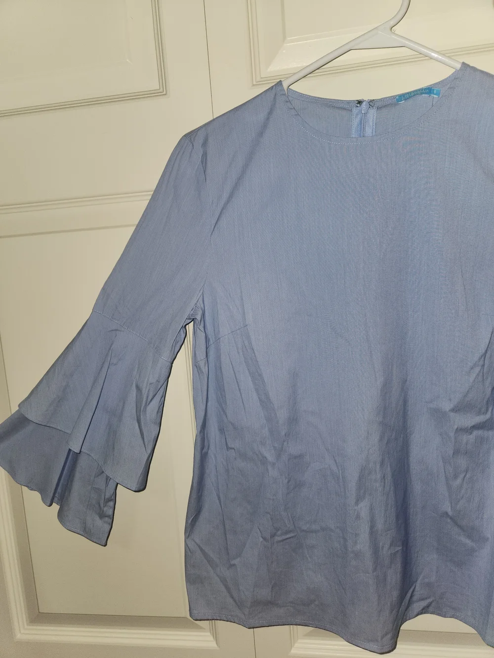 J. McLaughlin Light Blue Bell Sleeve Blouse - Picture 2 of 6